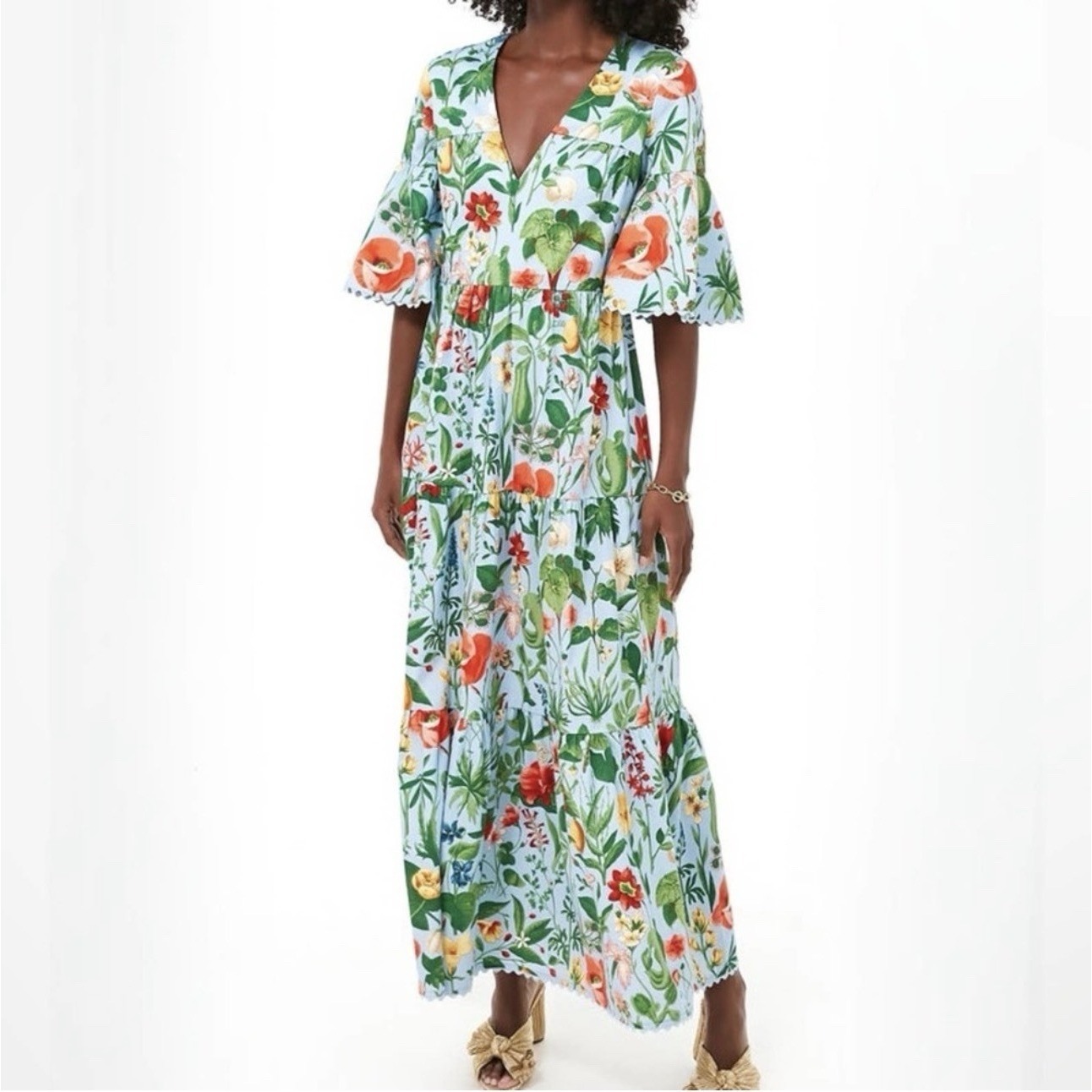Tuckernuck Floral Maxi Dress In Green, Light Blue, Orange, Yellow — image 4 of 8